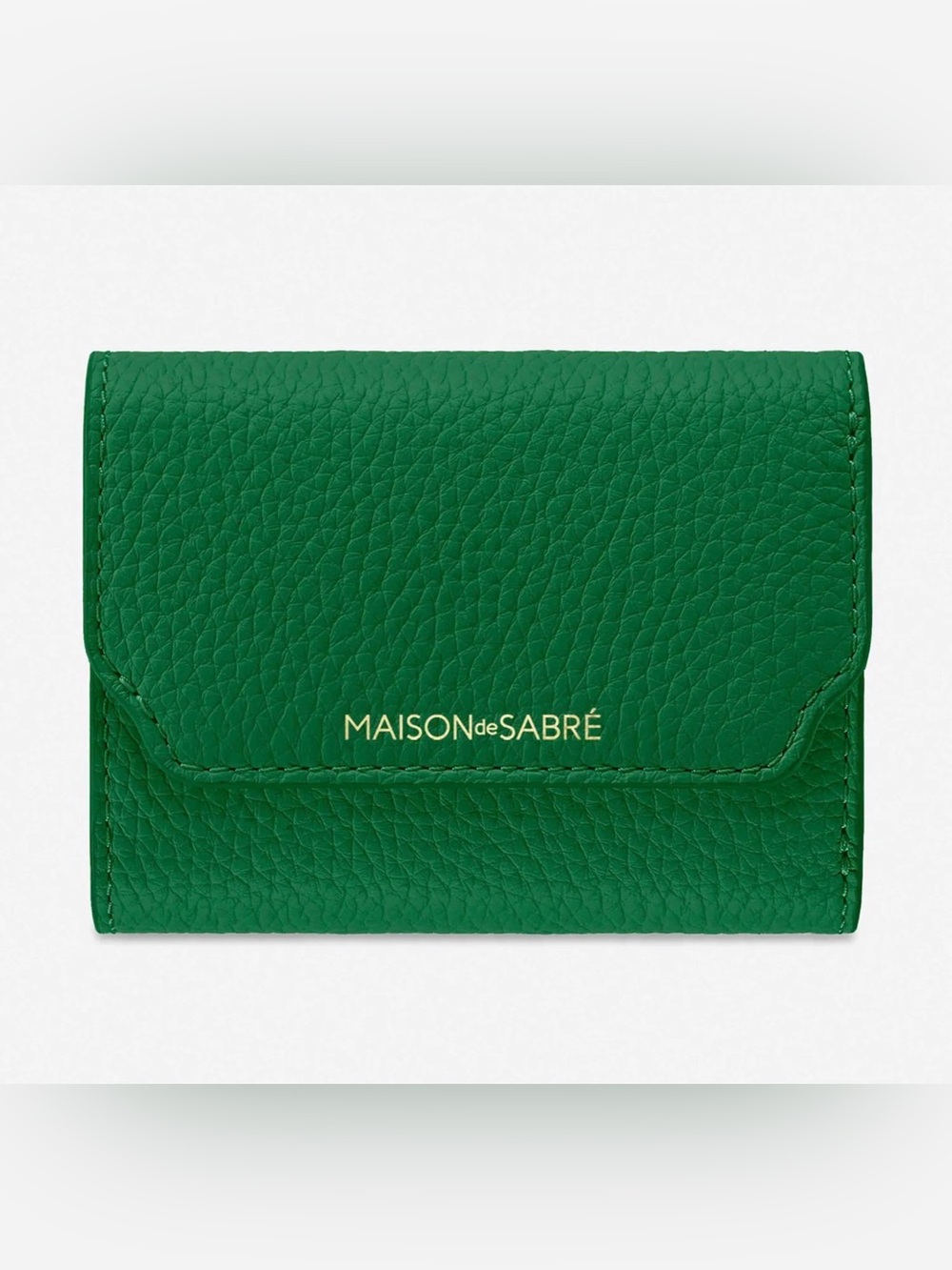 MAISON de SABRÉ Emerald Green Leather Trifold Card Wallet